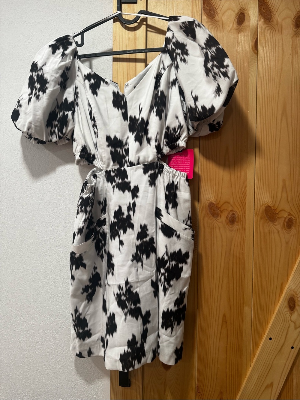Impo Black & White Puff Sleeve Mini Dress